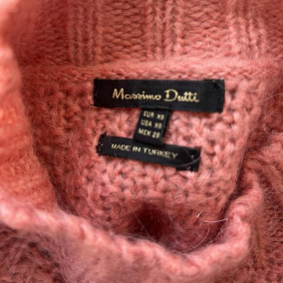Massimo Dutti Coral Rose Mohair-Blend Textured Knit Mock-Neck Sweater – US XS - Picture 11 of 11